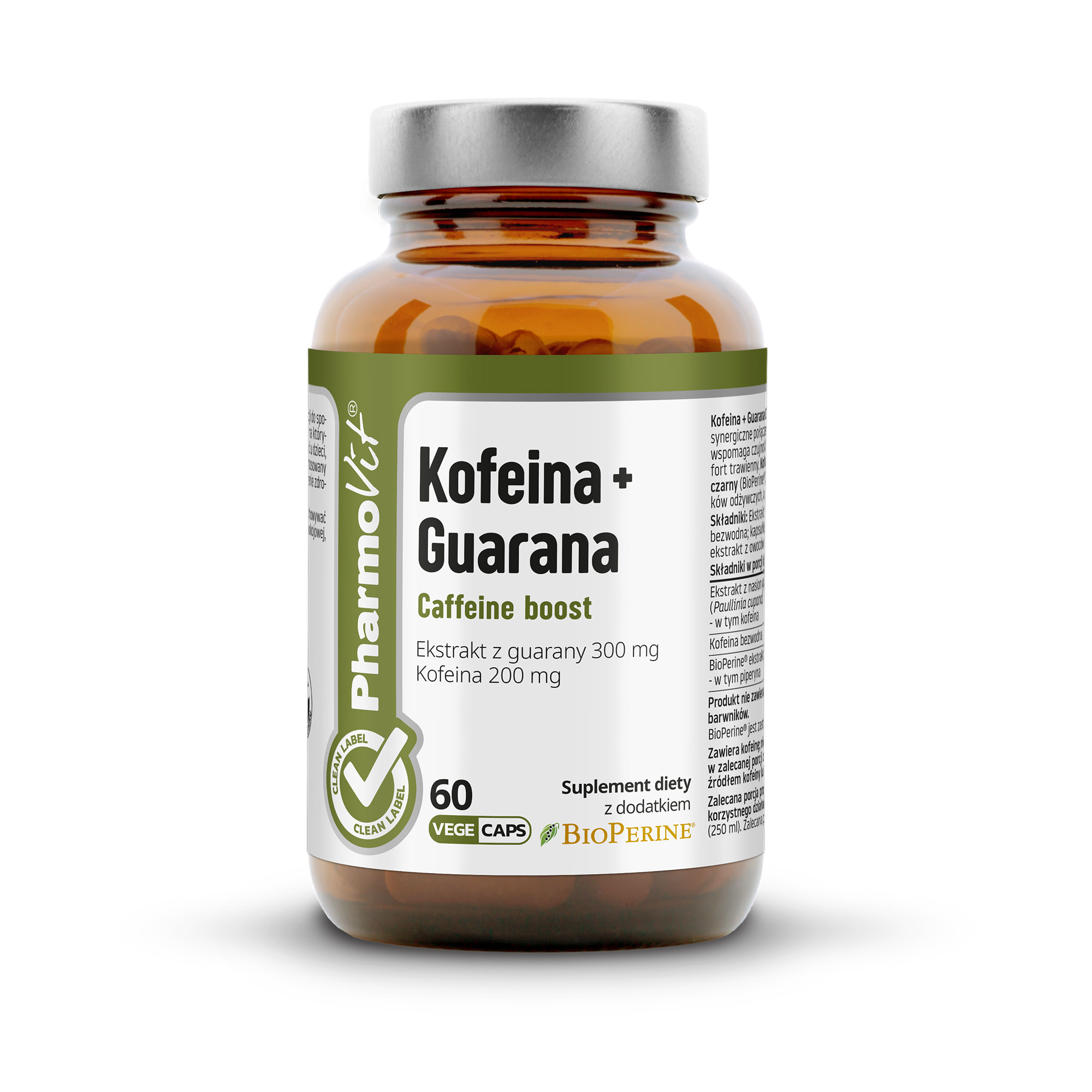 Pharmovit Kofeina + Guarana, kapsułki vege, 60 sztuk  zdjęcie