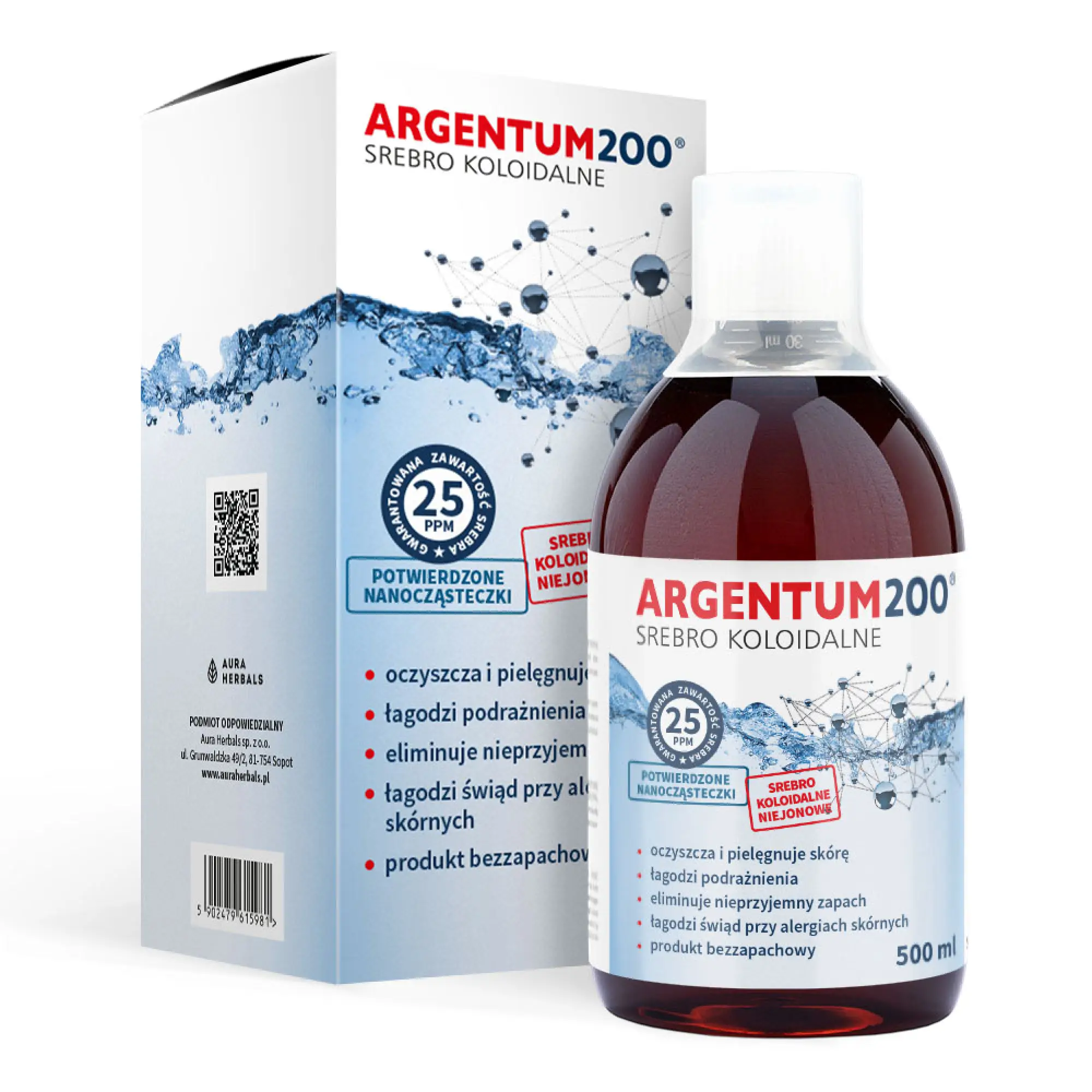 Srebro Koloidalne 25 ppm, Argentum200 tonik, 500 ml zdjęcie