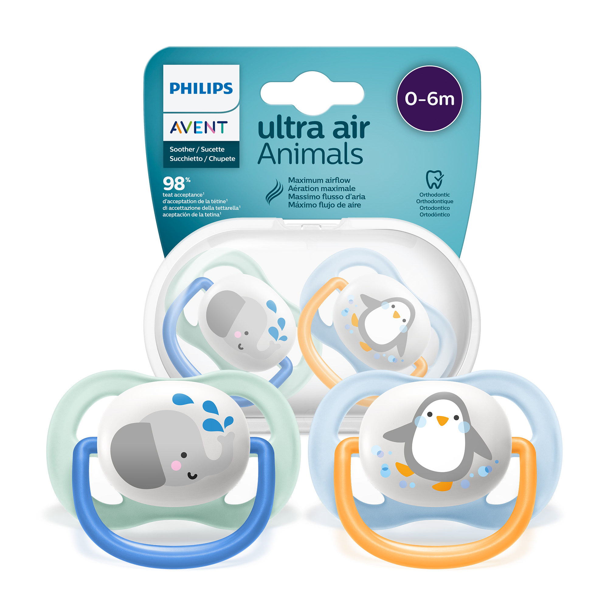 Avent Philips Ultra Air smoczek uspokajający 0-6m 2 sztuki [SCF080/05] zdjęcie