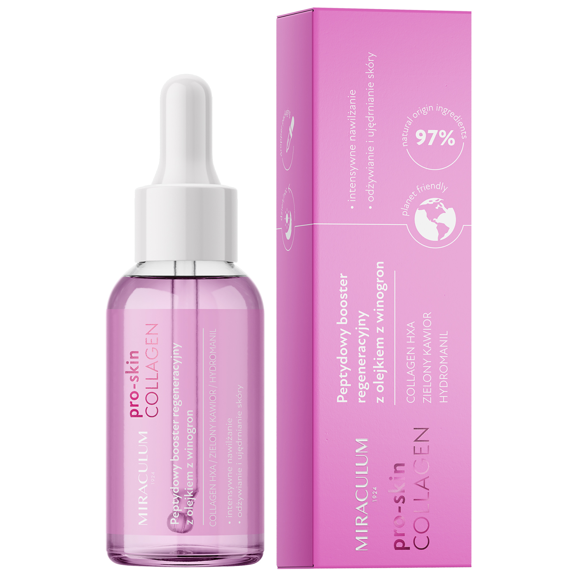 Miraculum Collagen Pro-Skin Peptydowy booster z olejkiem z winogron, 30 ml