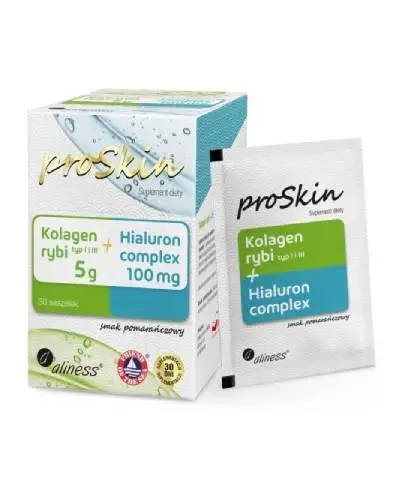 Aliness ProSkin, Kolagen rybi, 5 g + Hialuron, 100 mg Complex, saszetki, 30 sztuk zdjęcie