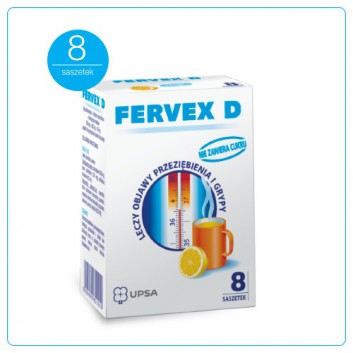 Fervex D 500 mg + 200 mg + 25 mg do sporządzania roztworu doustnego 8 saszetek