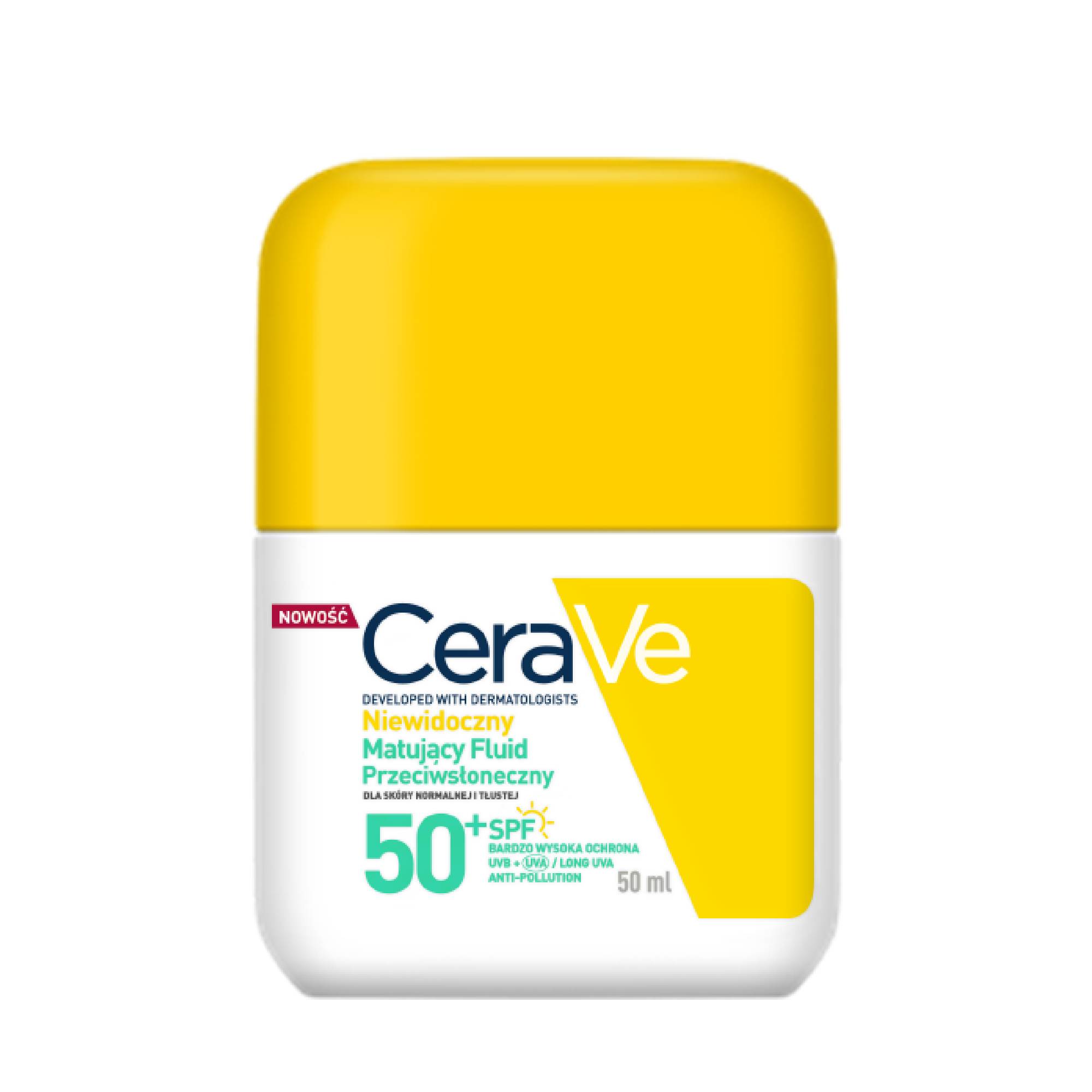 Cerave Sun, niewidoczny matujący fluid przeciwsłoneczny do skóry tłustej SPF 50+, 50 ml zdjęcie
