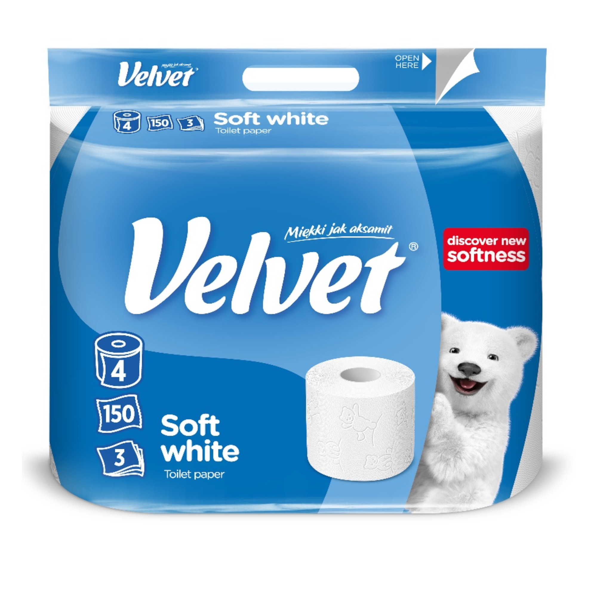 Velvet Care, papier toaletowy, Soft White, 4 sztuki zdjęcie