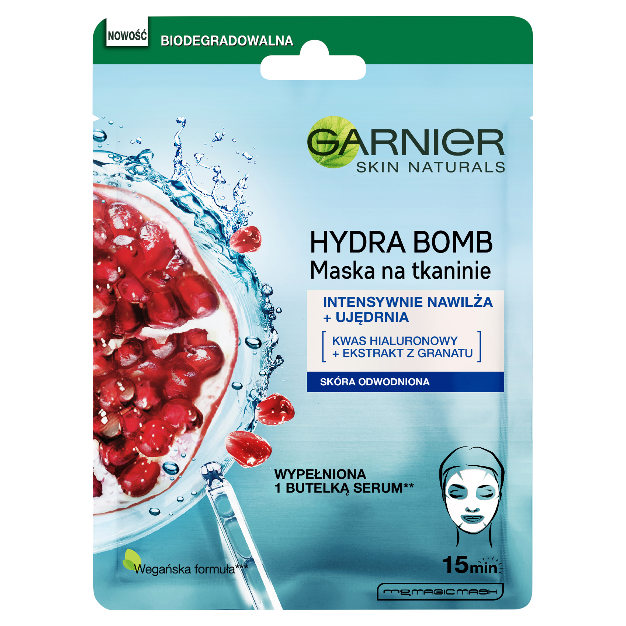 Garnier Skin Naturals Hydra Bomb Intensywnie nawilżająca maska na tkaninie - 28 g - cena, opinie, właściwości zdjęcie