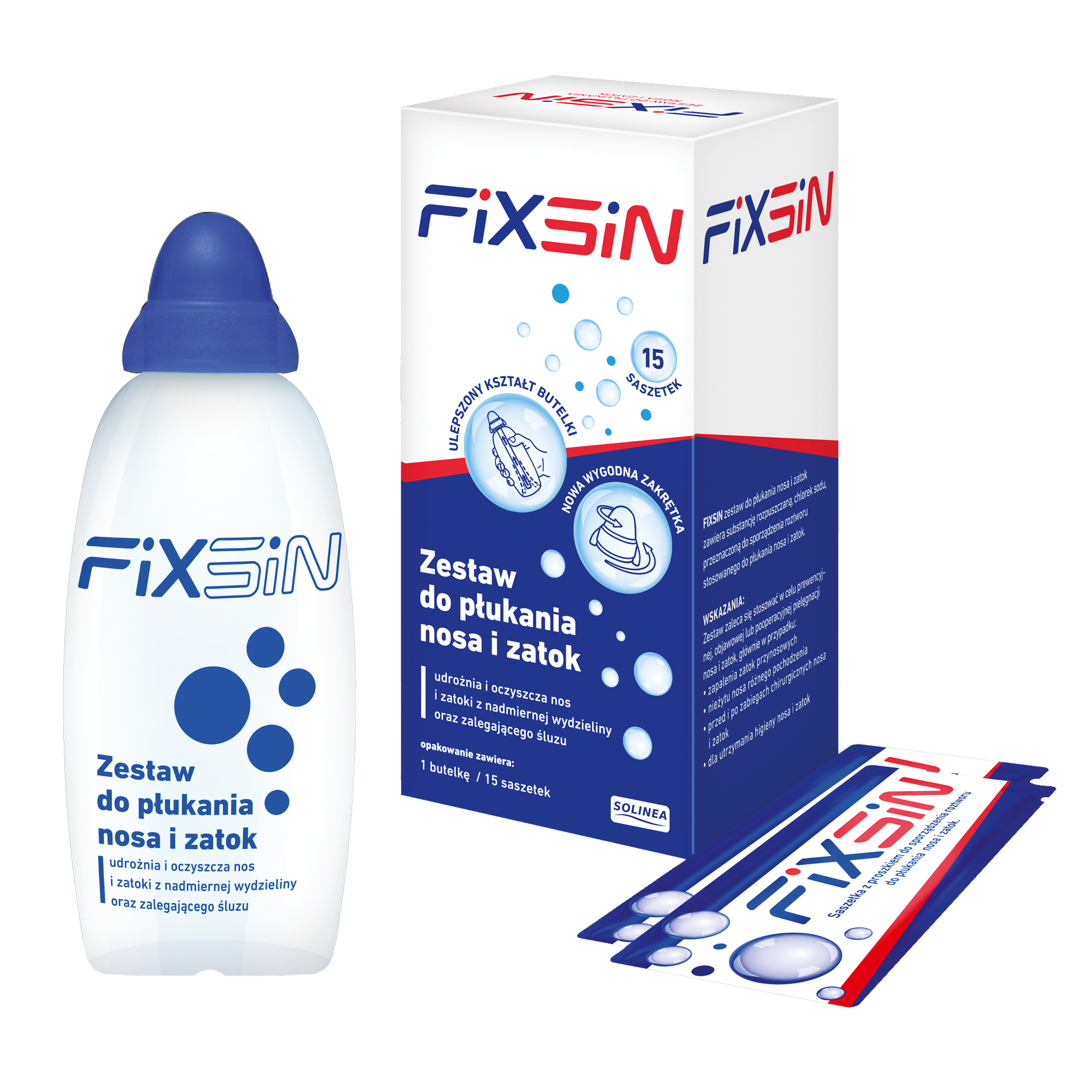 FixSin Zestaw do płukania nosa i zatok podstawowy 240 ml + 15 saszetek zdjęcie