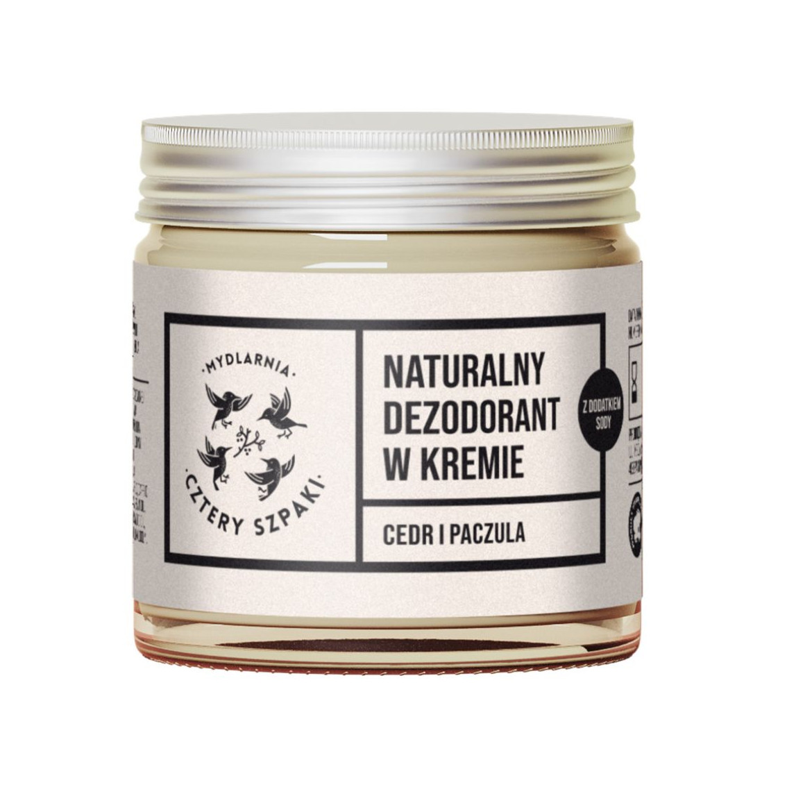 Mydlarnia Cztery Szpaki, Naturalny dezodorant w kremie cedr i paczula z ziemią okrzemkową, 60 ml zdjęcie