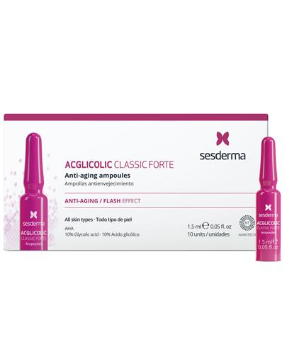 Sesderma Acglicolic Classic Forte Ampułki przeciwstarzeniowe - pielęgnacja wstępna - 10 x 1,5 ml - cena, opinie, stosowanie zdjęcie