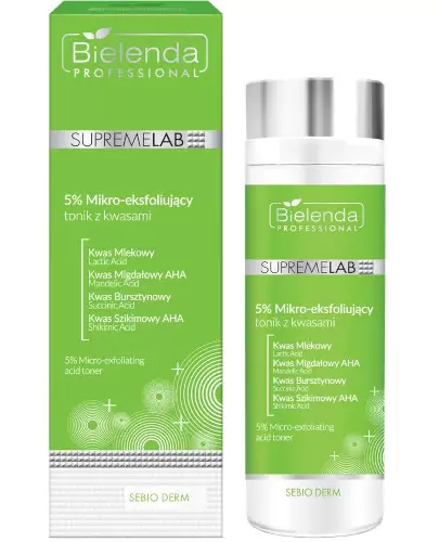 Bielenda Professional SupremeLab Sebio Derm 5% mikro-eksfoliujący tonik z kwasami 200 ml zdjęcie