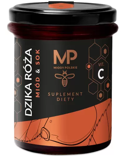 Miody Polskie miód z sokiem z dzikiej róży z Vit C 250 g zdjęcie