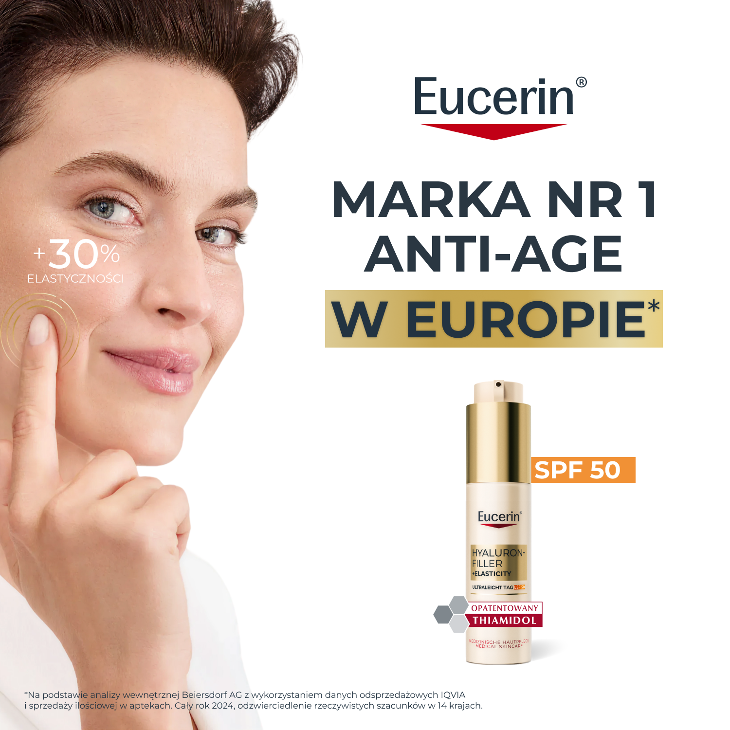 Eucerin Hyaluron-Filler + Elasticity, ultralekki krem na dzień SPF 50, 50 ml
