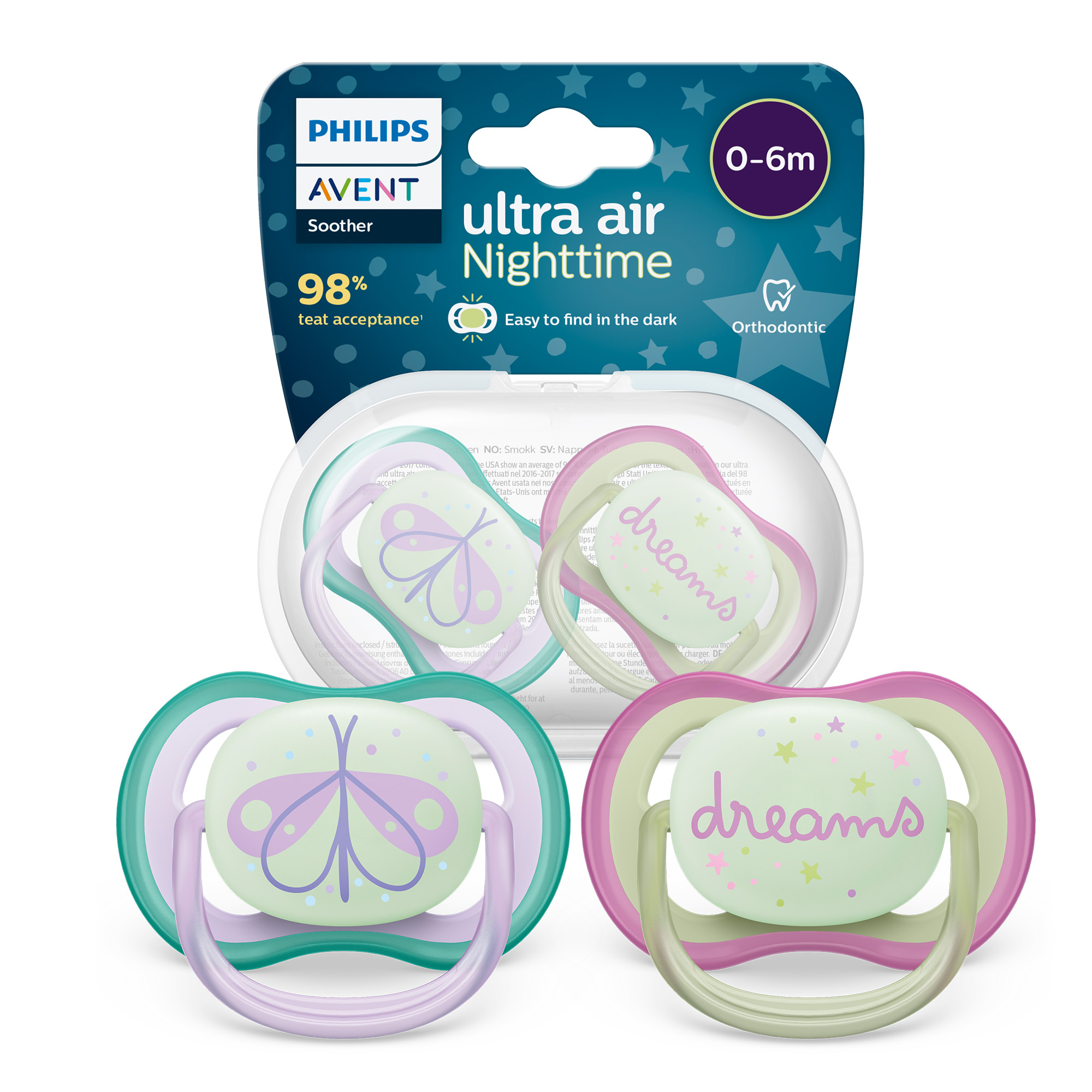 Avent Philips Ultra Air Nighttime smoczek uspokajający 0-6m 2 sztuki [SCF376/19] zdjęcie