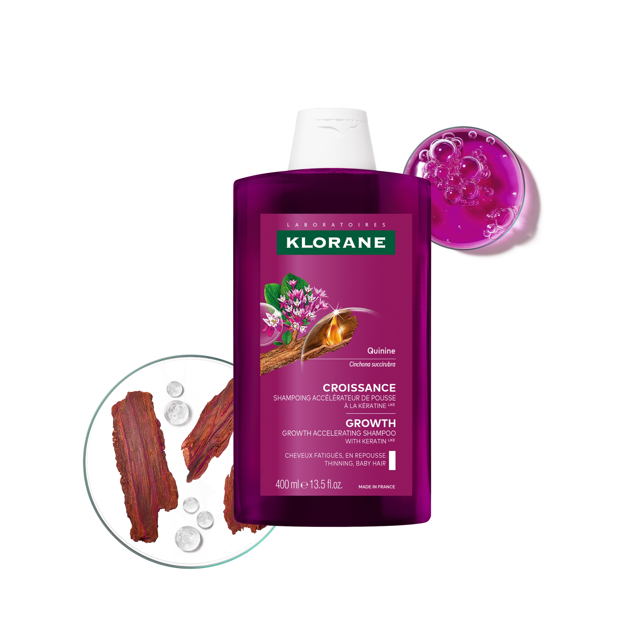 Klorane Wzrost Szampon przyspieszający wzrost włosów z adenozyną, 400 ml