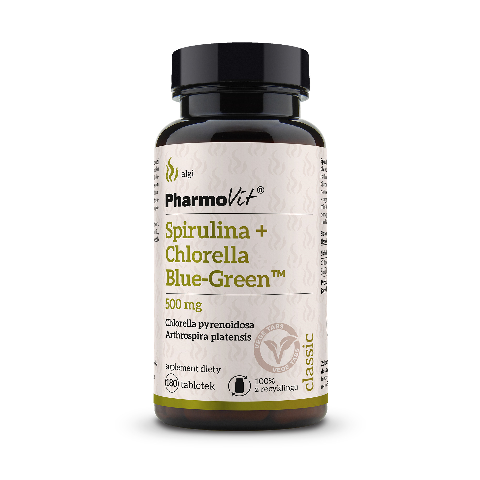 Pharmovit Spirulina + Chlorella Blue-Green 500 mg, kapsułki, 180 sztuk zdjęcie