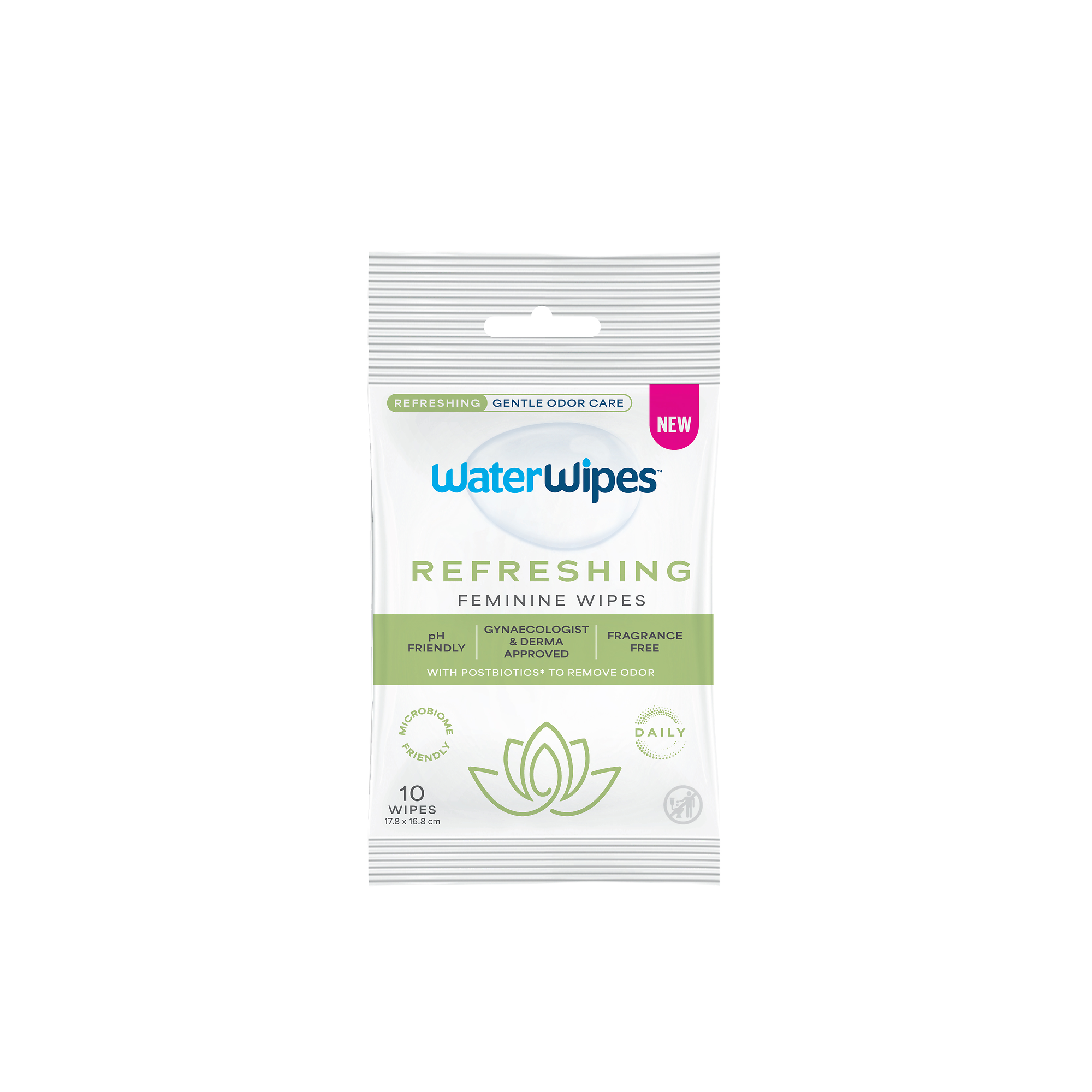 WaterWipes Refreshing, Chusteczki nawilżane do higieny intymnej, 10 sztuk