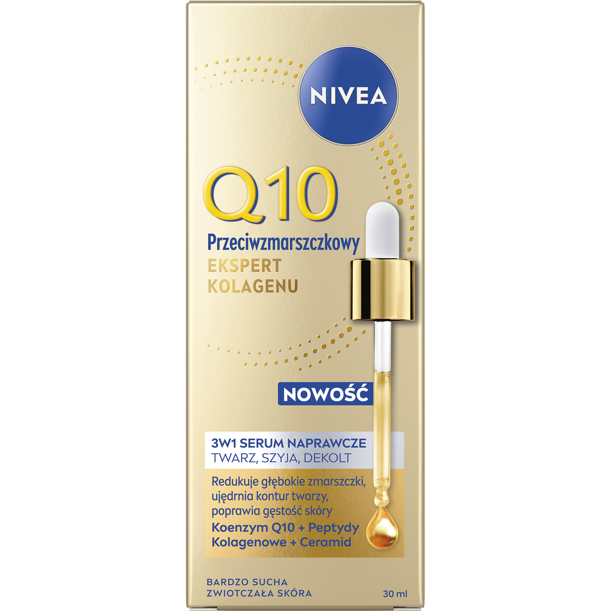 Nivea Q10 Przeciwzmarszczkowy Ekspert kolagenu 3w1 Serum naprawcze, 30 ml zdjęcie