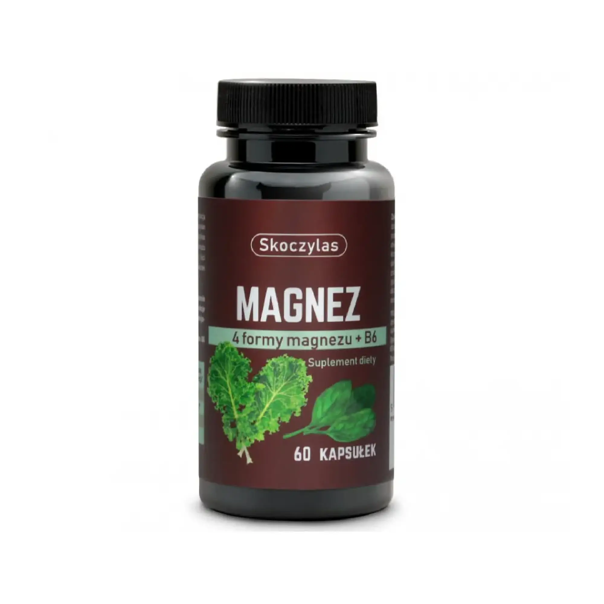 Skoczylas Magnez 4 Formy Magnezu+B6 ze szpinakiem i jarmużem, 60 kapsułek