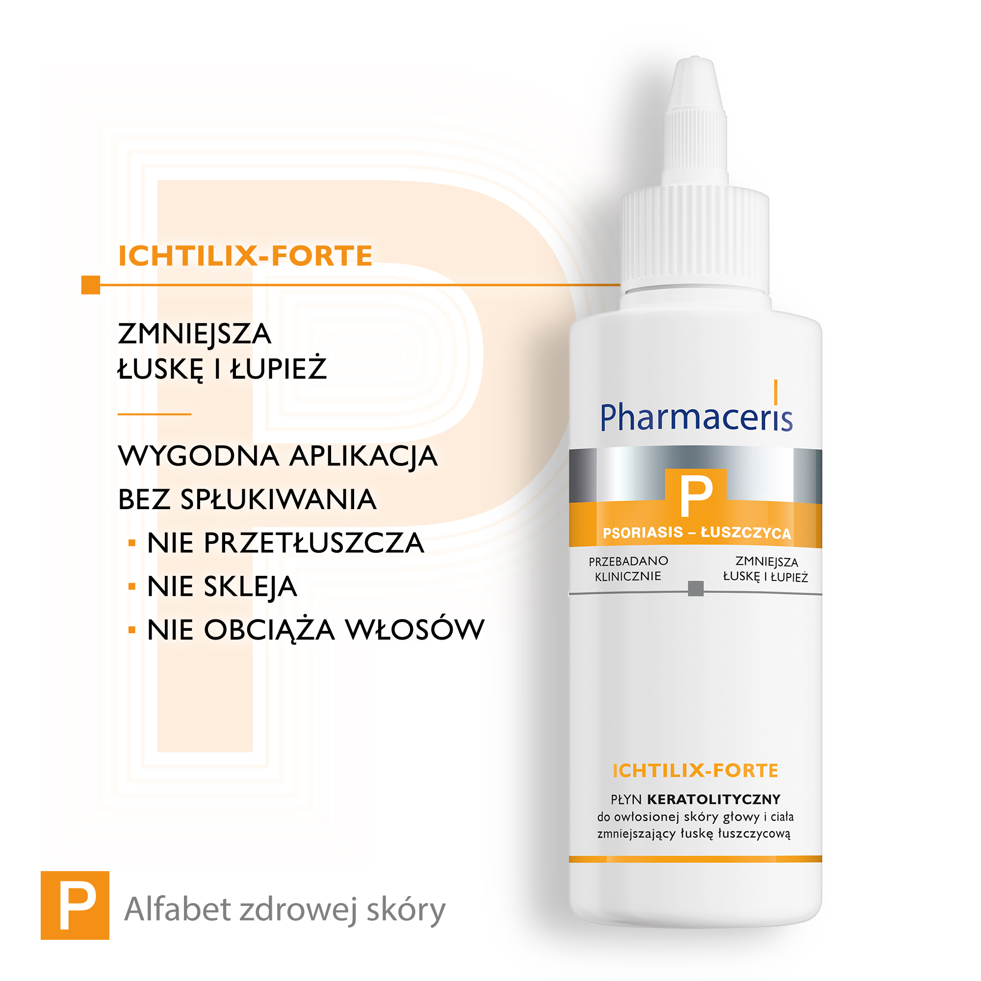 PHARMACERIS P ICHTILIX-FORTE Płyn keratolityczny do owłosionej skóry głowy i ciała - 125 ml
