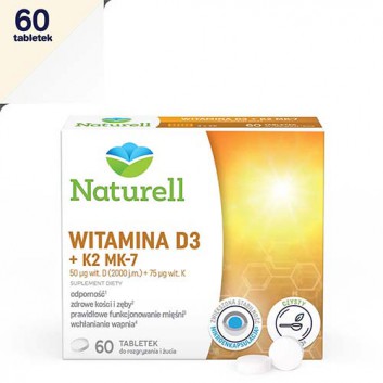 Naturell Witamina D3 + K2 MK-7, 60 tabletek do ssania