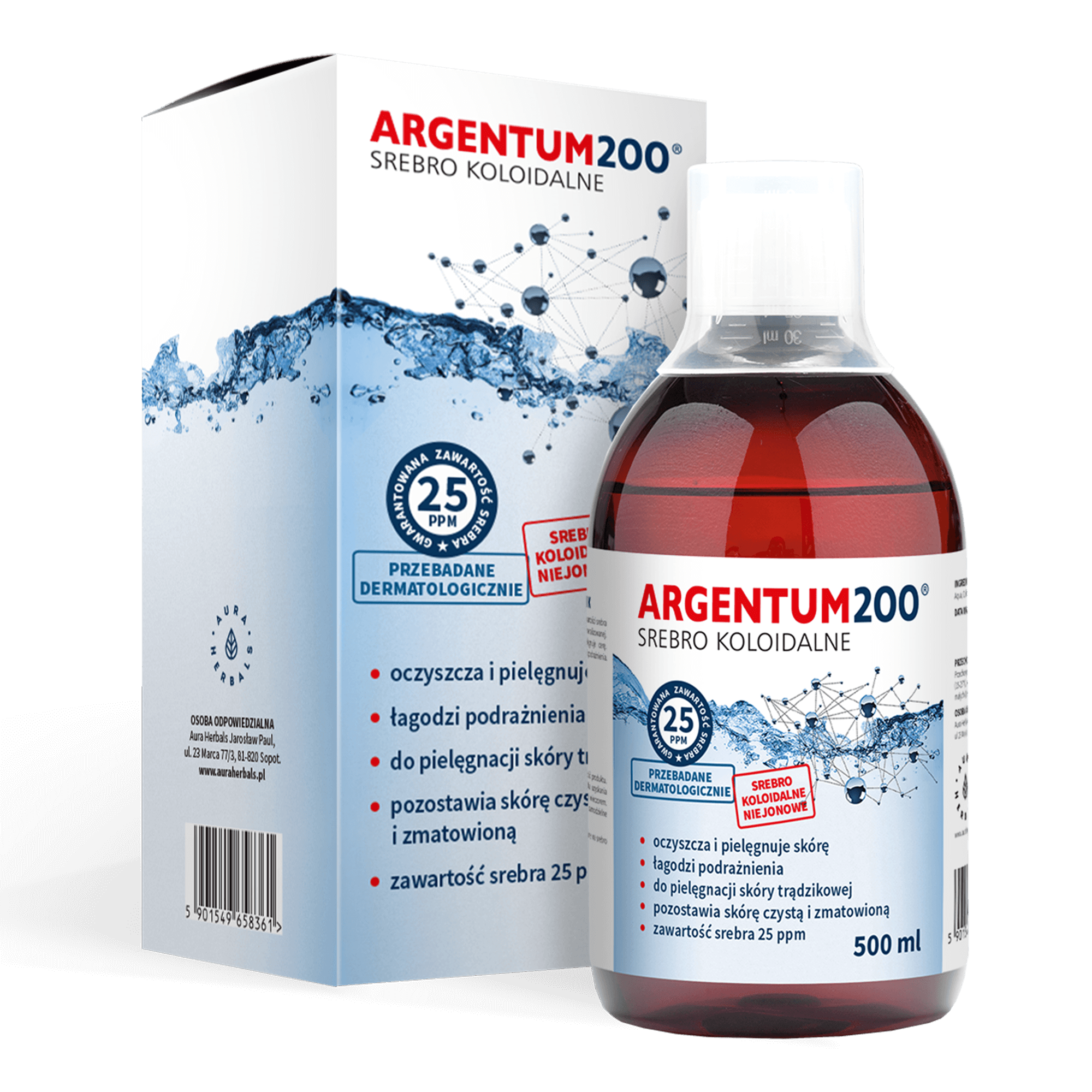 ARGENTUM200 Srebro koloidalne 25PPM tonik - 500 ml, cena, opinie, wskazania zdjęcie