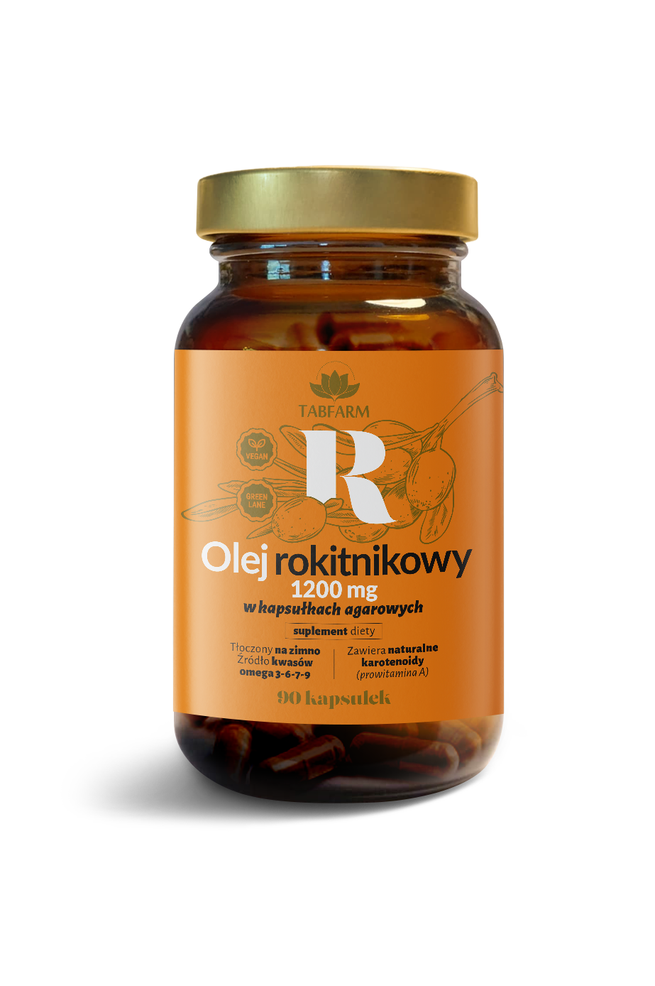 Olej rokitnikowy 1200 mg w kapsułkach agarowych, 90 sztuk zdjęcie