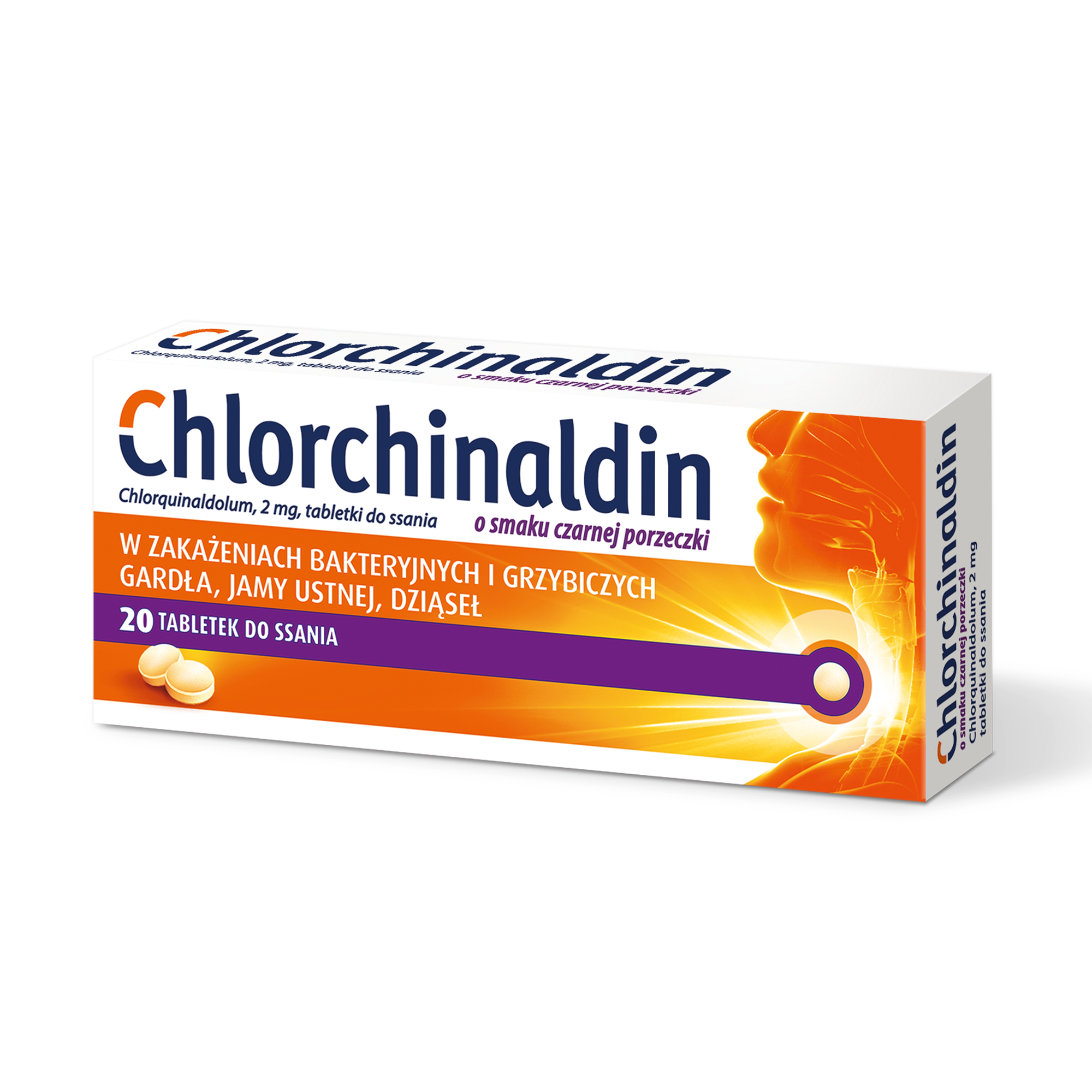 CHLORCHINALDIN Smak porzeczkowy, 20 tabletek zdjęcie