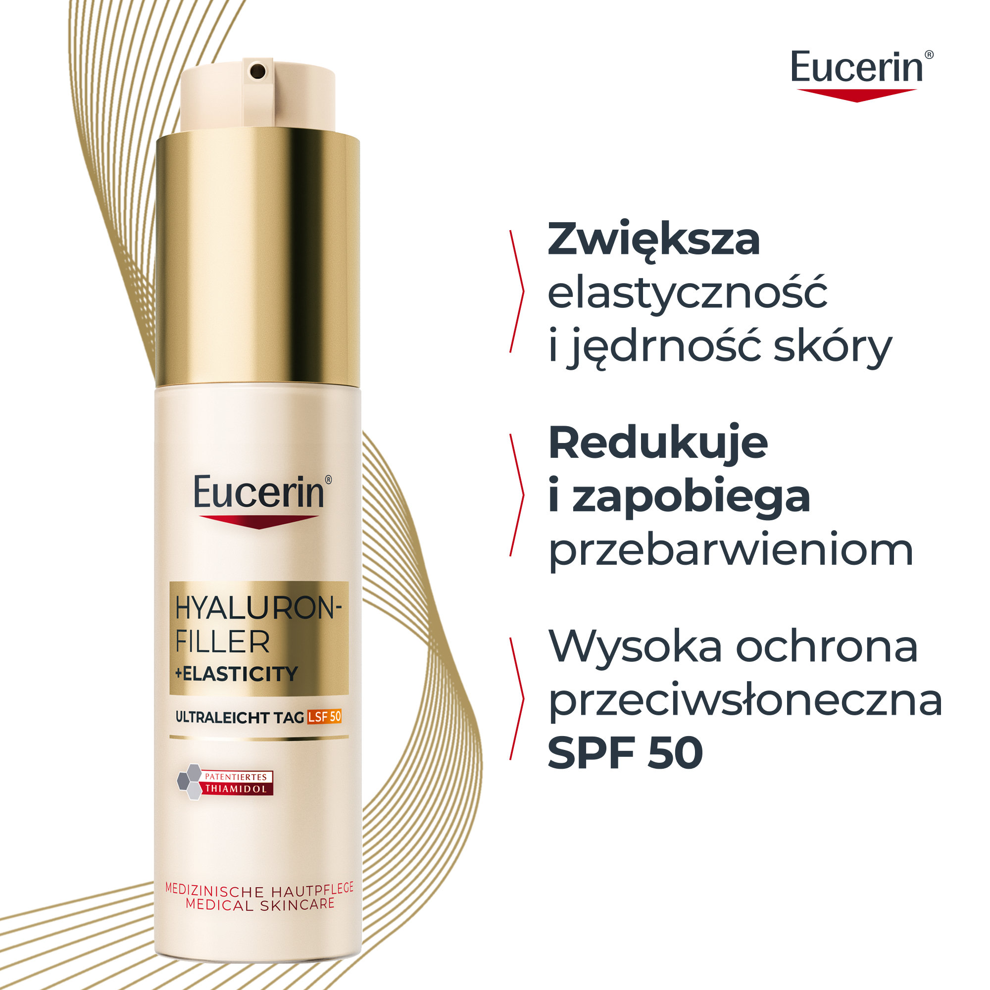 Eucerin Hyaluron-Filler + Elasticity, ultralekki krem na dzień SPF 50, 50 ml
