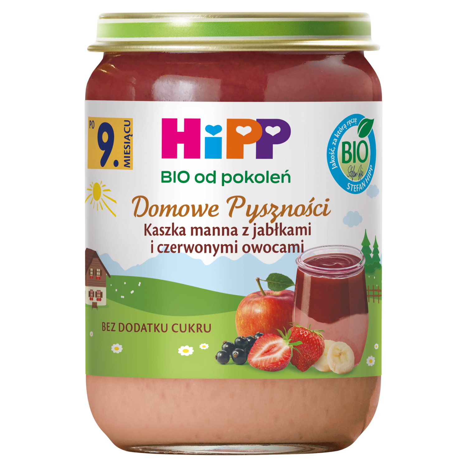 HIPP BIO od pokoleń, Kaszka manna z jabłkami i czerwonymi owocami, po 9. m-cu, 190 g zdjęcie