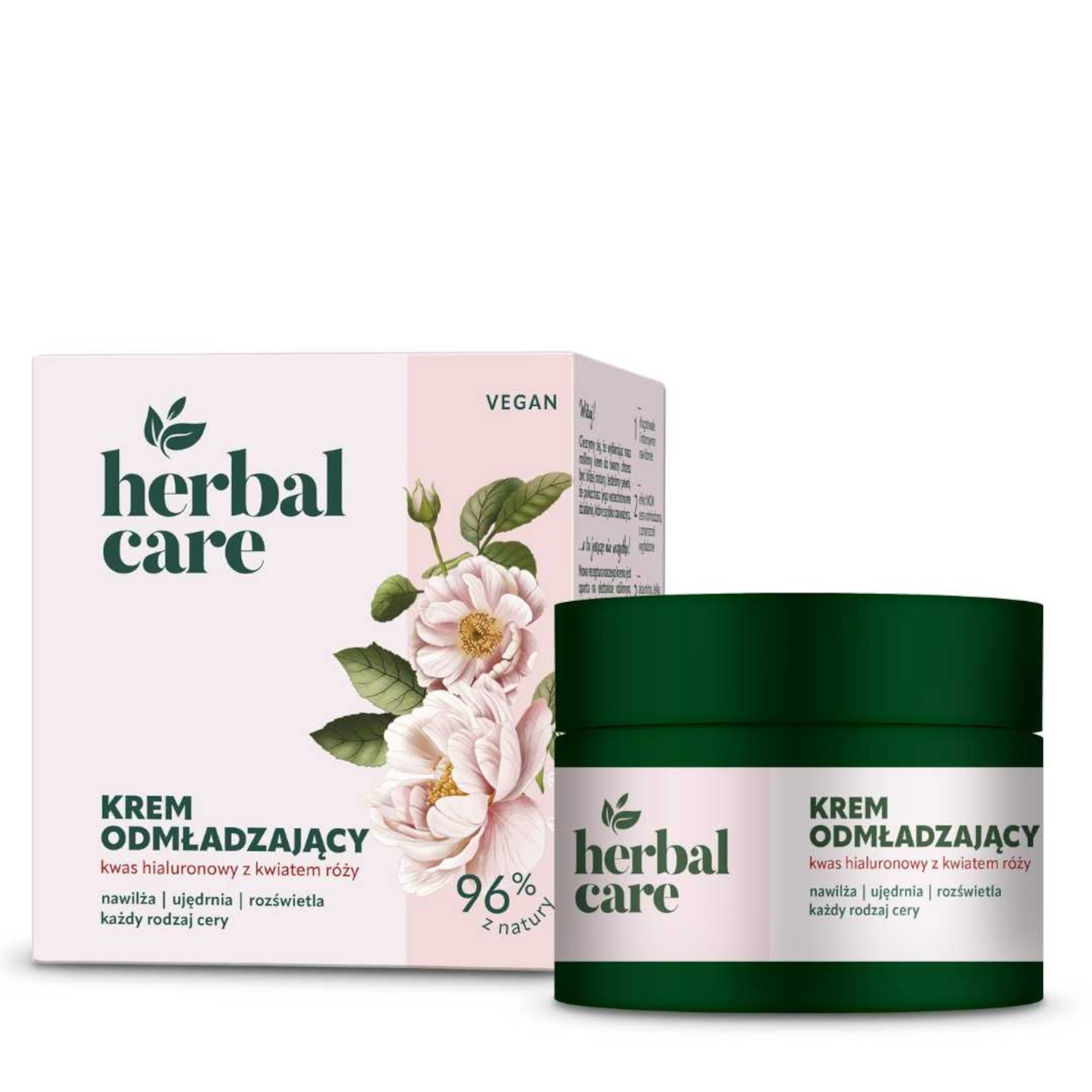 Herbal Care Odmładzający krem Kwas hialuronowy z kwiatem róży, 50 ml zdjęcie