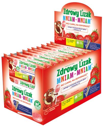 Zdrowy lizak Mniam-Mniam o smaku truskawkowym (łezka) 40 sztuk zdjęcie