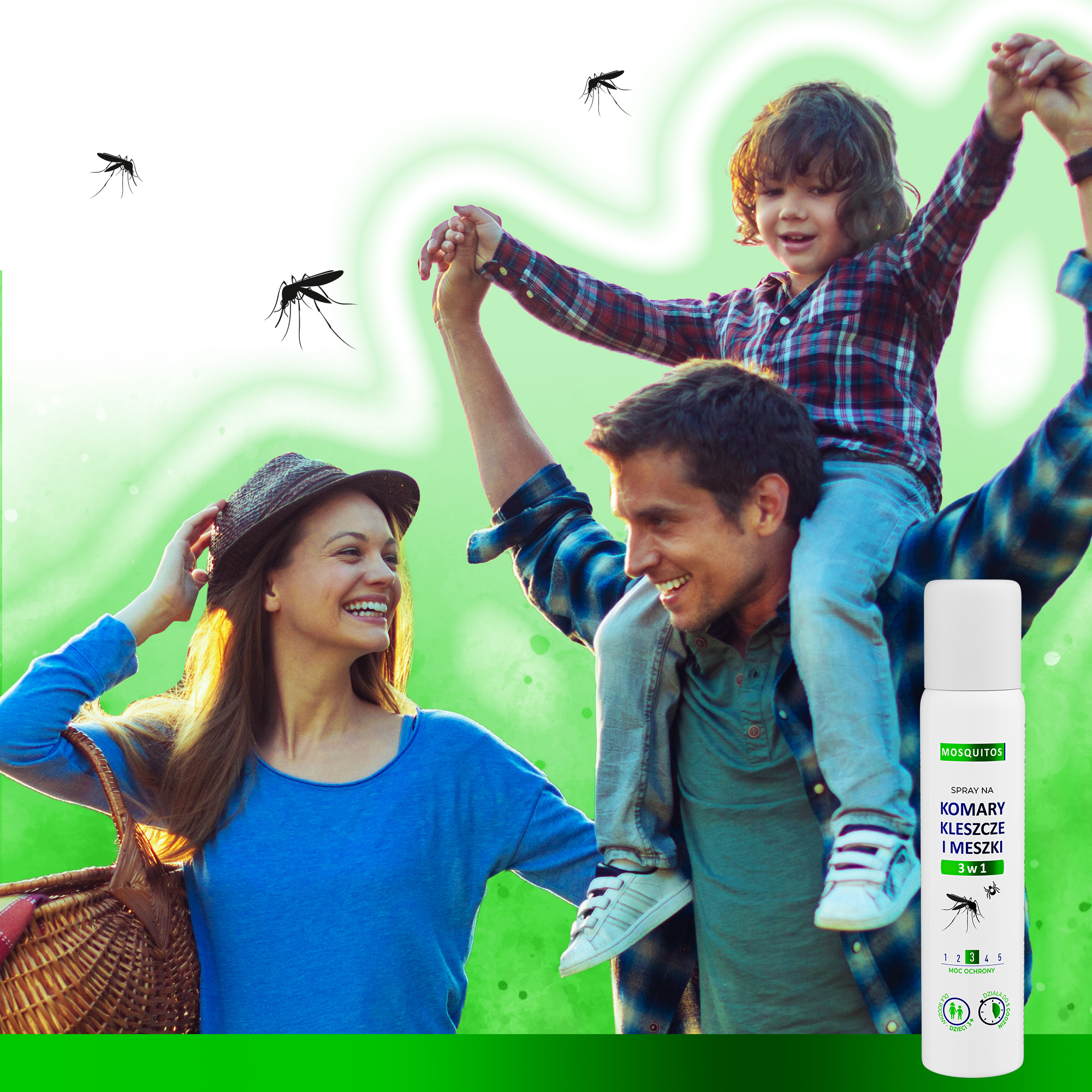 Moskitos Spray na komary, kleszcze i meszki 3w1, 90 ml