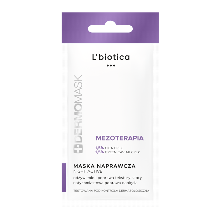 Lbiotica DermoMask Night Active Mezoterapia maseczka naprawcza stymulująca cykl nocnej odnowy komórkowej, 12 ml