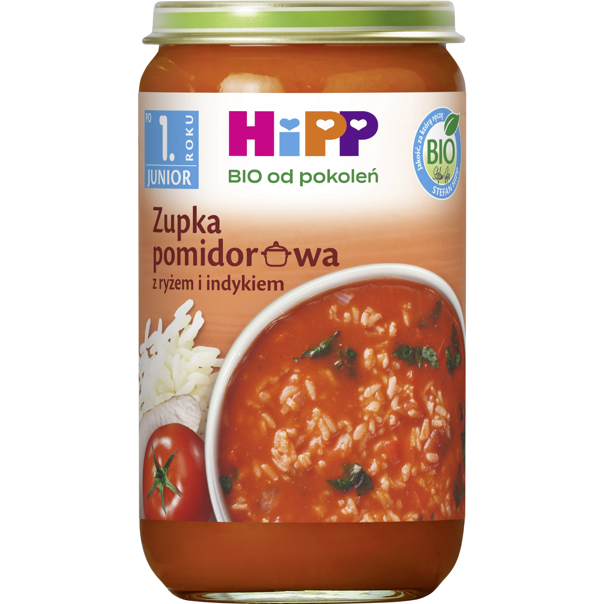 Hipp Bio Zupka pomidorowa z ryżem i indykiem po 12. miesiącu, 250 g, cena, opinie, wskazania zdjęcie