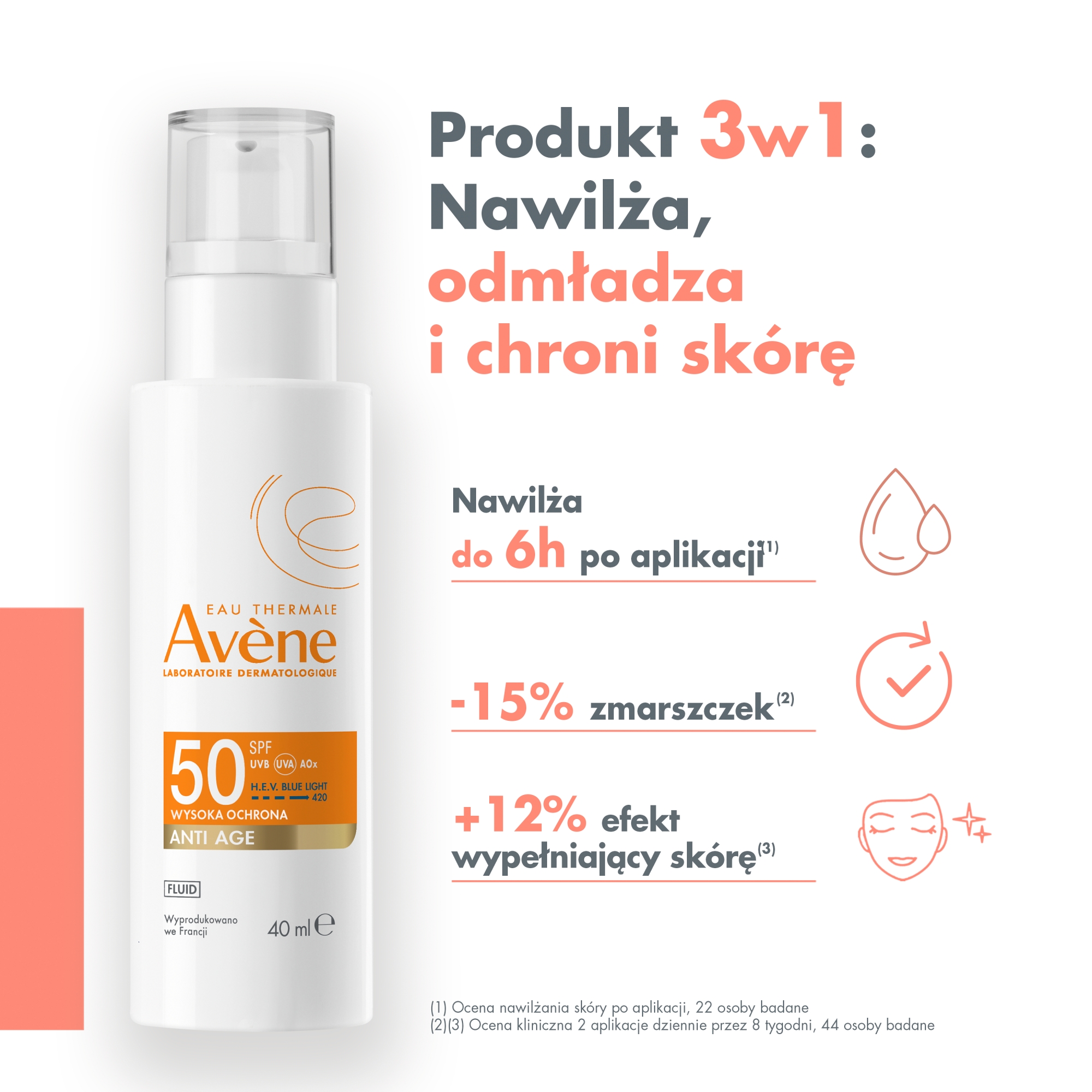 Avene, Fluid anti-age wysoka ochrona SPF 50, 40 ml