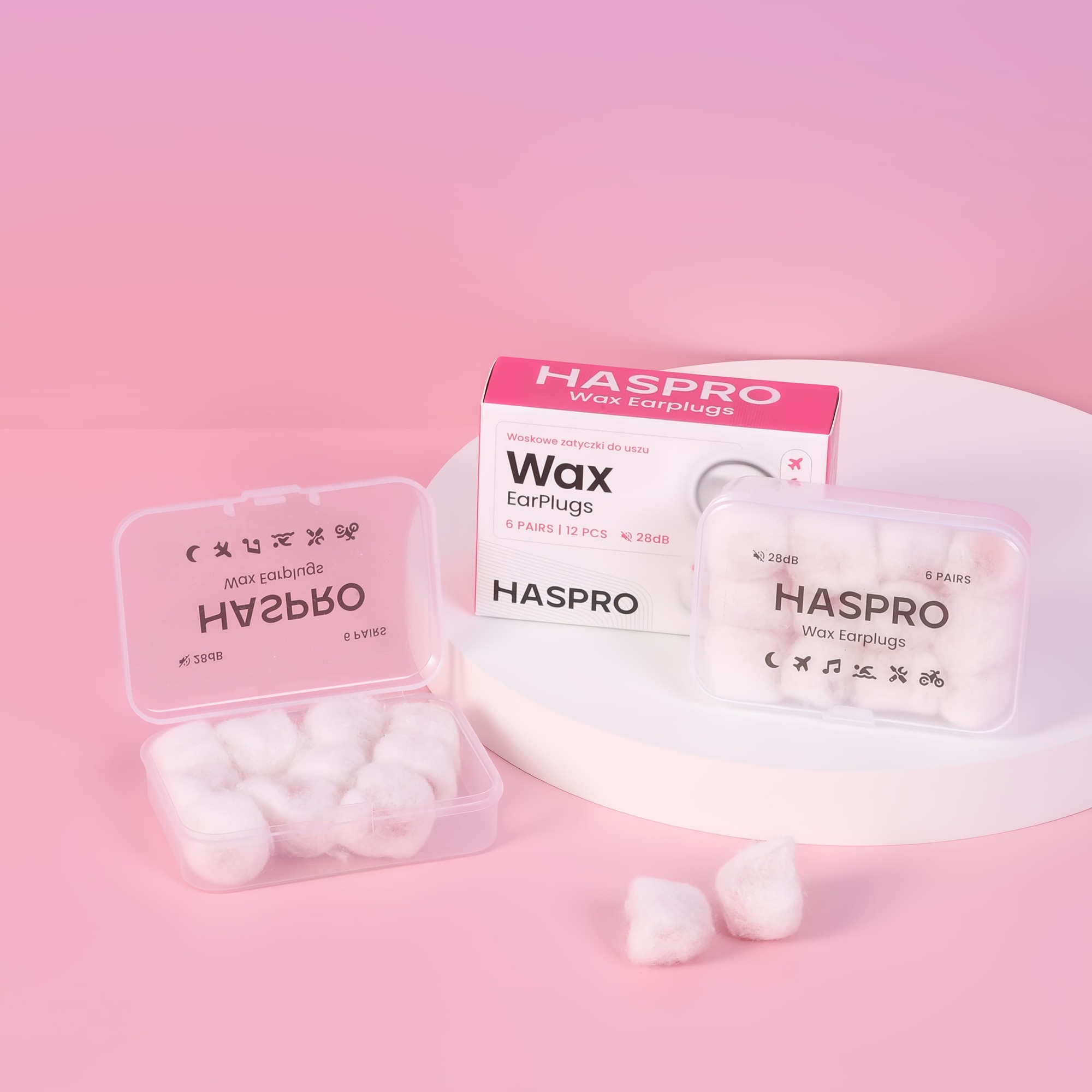 Haspro Wax Earplugss, zatyczki do uszu woskowe, 12 sztuk