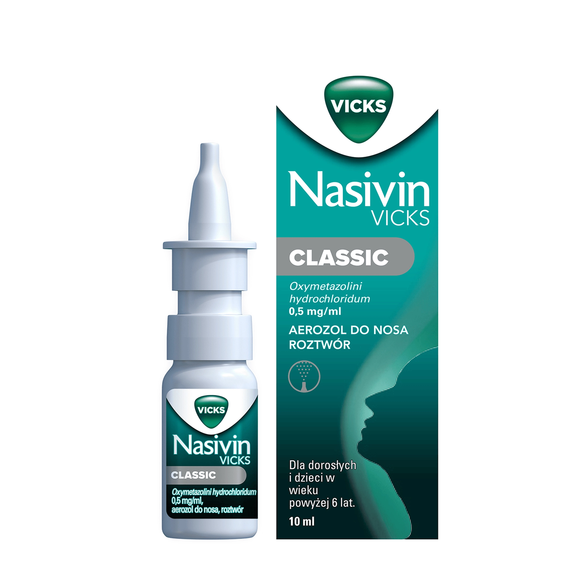 Nasivin CLASSIC 0,05% 0,5 mg/ml aerozol do nosa 10 ml zdjęcie