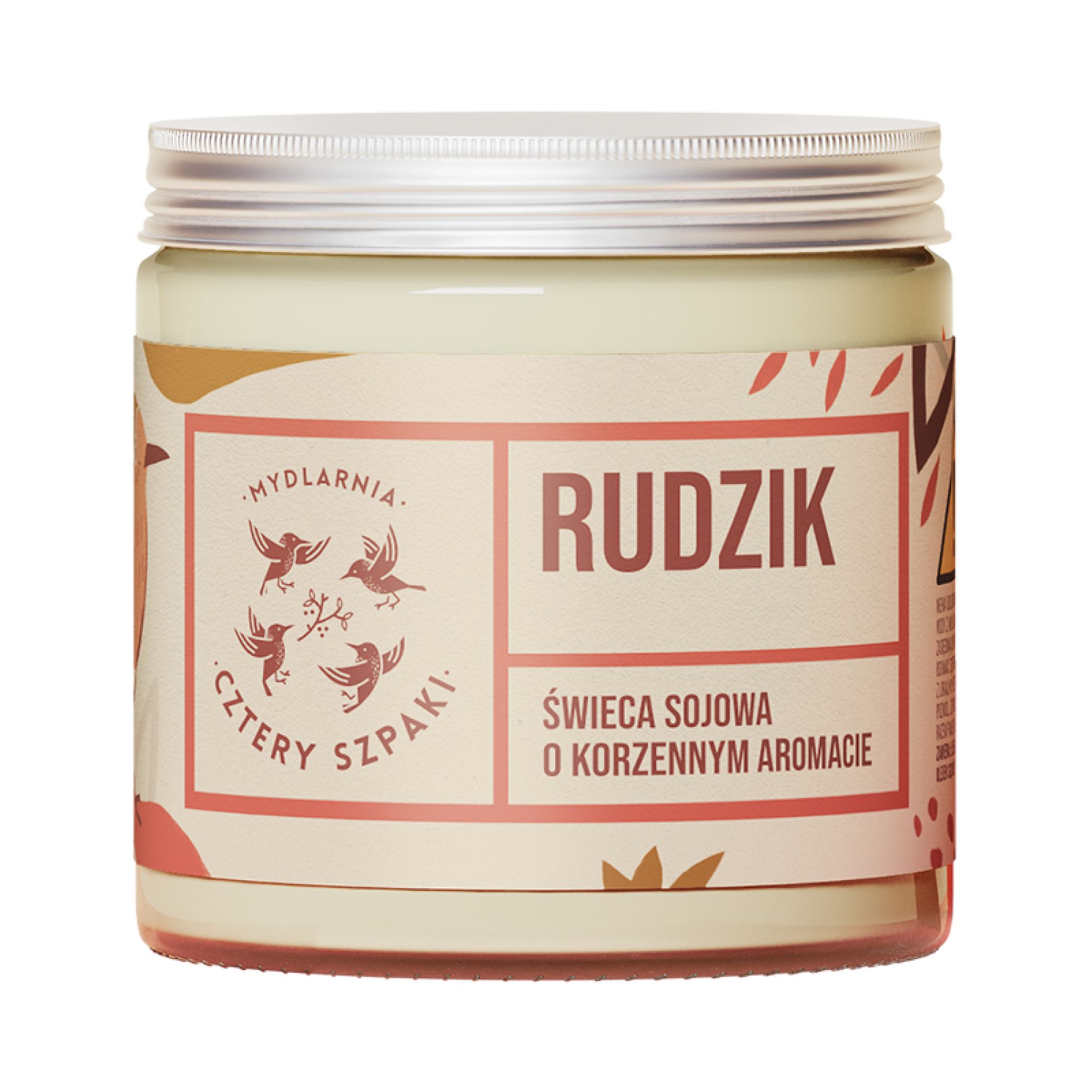 Mydlarnia Cztery Szpaki Rudzik Świeca sojowa o korzennym aromacie, 1 sztuki zdjęcie