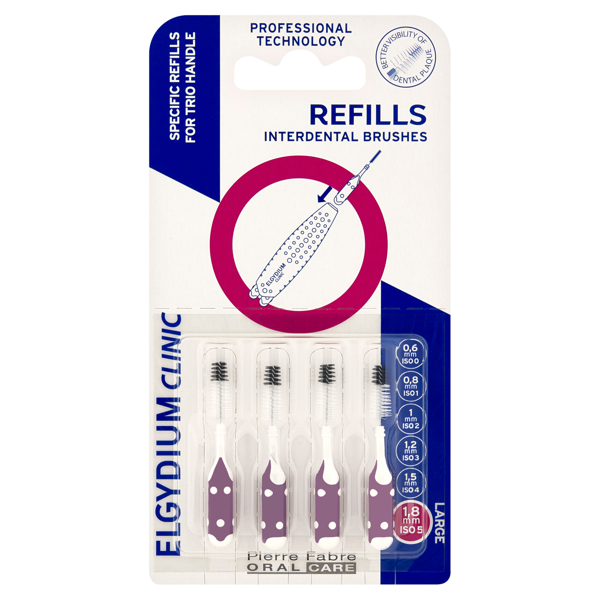 Elgydium Clinic Refill Purpurowa (ISO 5), wkłady do szczoteczek międzyzębowych, 4 sztuki zdjęcie