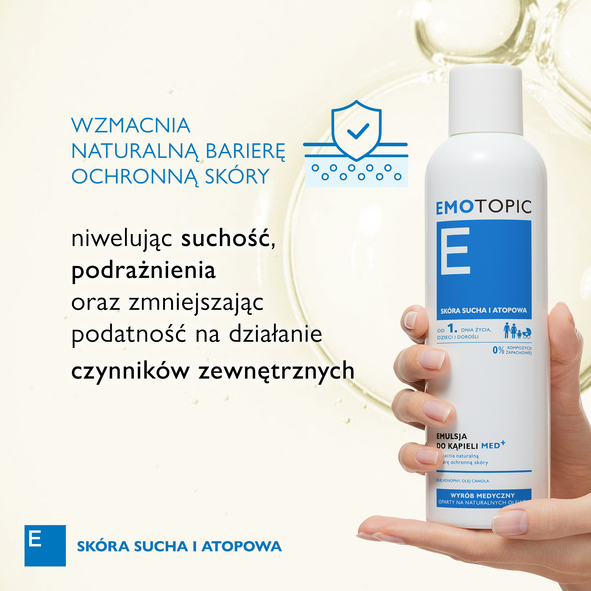 Emotopic Med+, emulsja do kąpieli do codziennego stosowania od 1. dnia życia, 400 ml