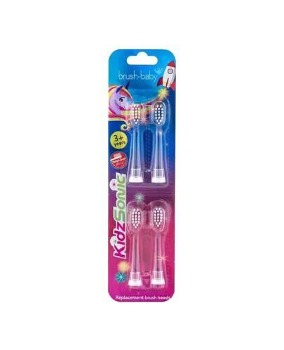 BRUSH-BABY Końcówki do szczoteczki sonicznej KidzSonis dla dzieci powyżej 3. roku życia, 4 sztuki zdjęcie