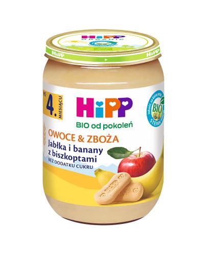 HiPP BIO od pokoleń, Jabłka i banany z biszkoptami, po 4. m-cu, 190 g, cena, opinie, właściwości zdjęcie