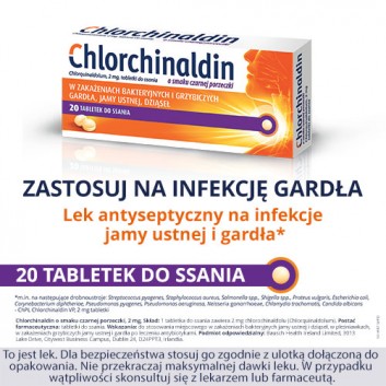 Chlorchinaldin 2mg o smaku czarnej porzeczki 20 tabletek do ssania