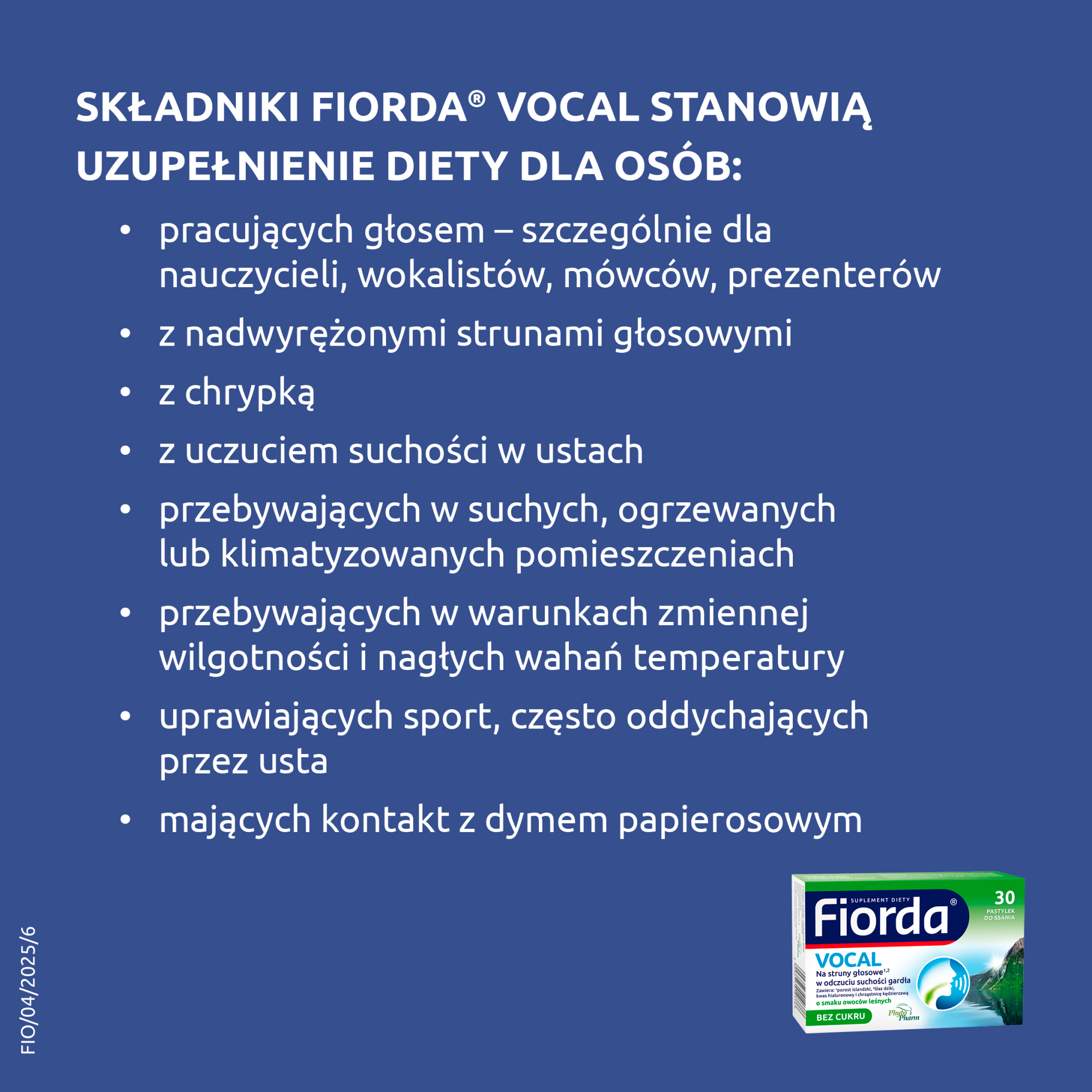 Fiorda Vocal o smaku owoców leśnych, 30 pastylek do ssania