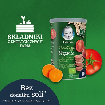 Nestlé Gerber Organic Nutri Puffs chrupki pszenno-owsiane pomidor marchewka 35 g