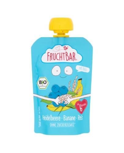 FRUCHTBAR Ekologiczny mus owocowy z ziarnami zbóż powyżej 6. miesiąca życia, borówka, banan, ryż, 100 g zdjęcie