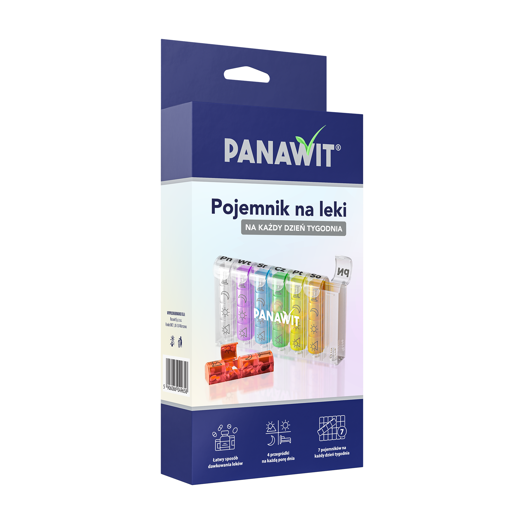 Panawit Pojemnik na leki na każdy dzień tygodnia (7 dniowy), 1 sztuka