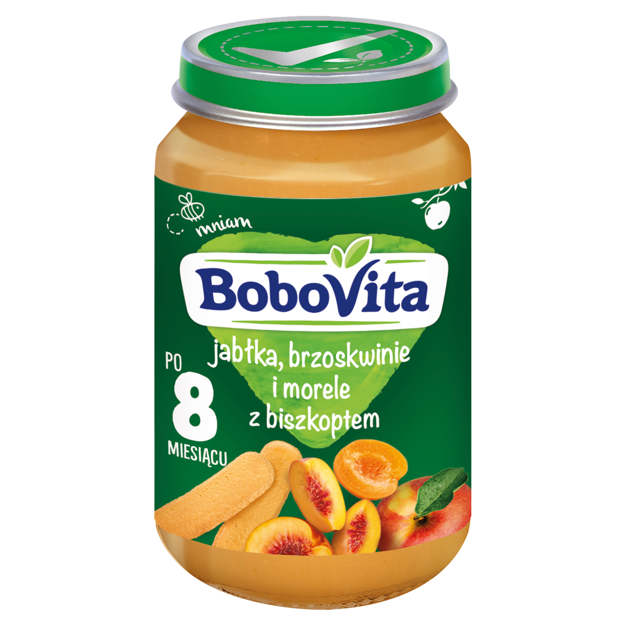 BOBOVITA Jabłka, morele i brzoskwinie z biszkoptem po 8 m-cu - 190 g - cena, opinie, właściwości zdjęcie