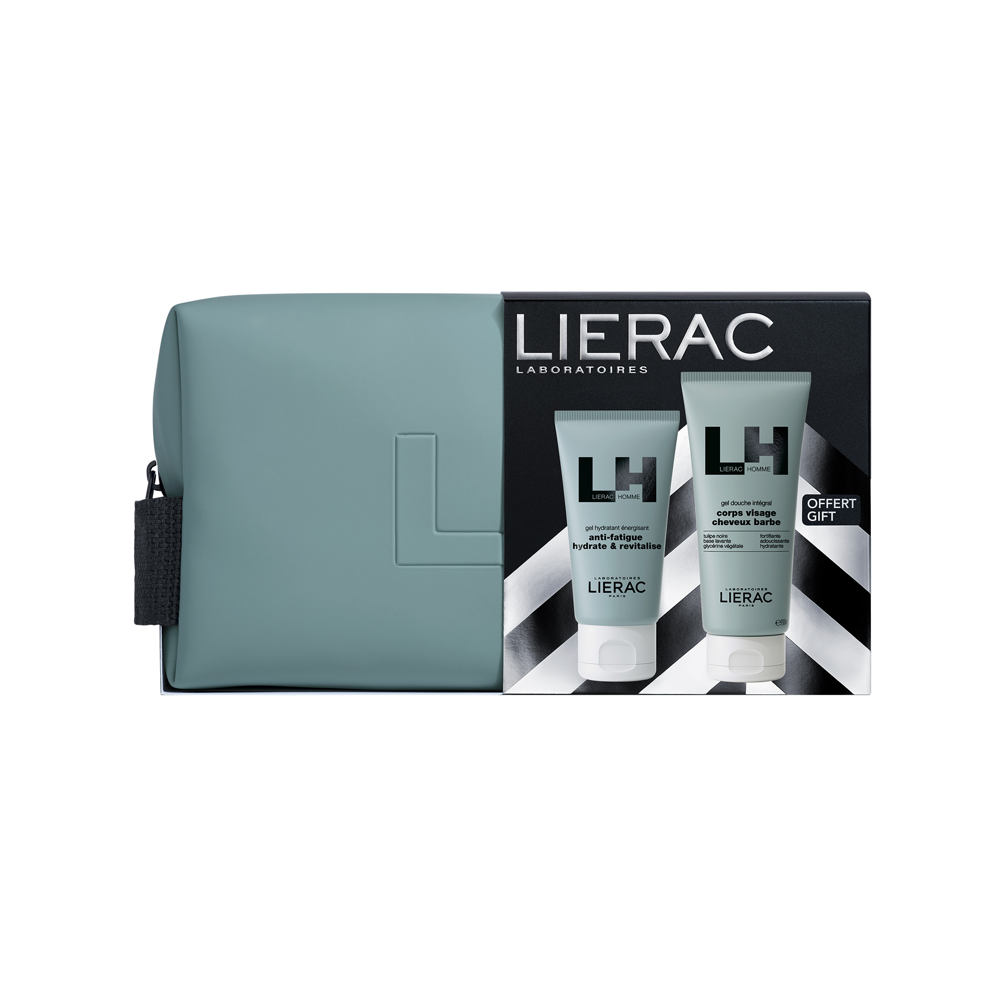 Zestaw Lierac Homme, żel nawilżający do twarzy, 50 ml + żel pod prysznic, 200 ml + kosmetyczka zdjęcie