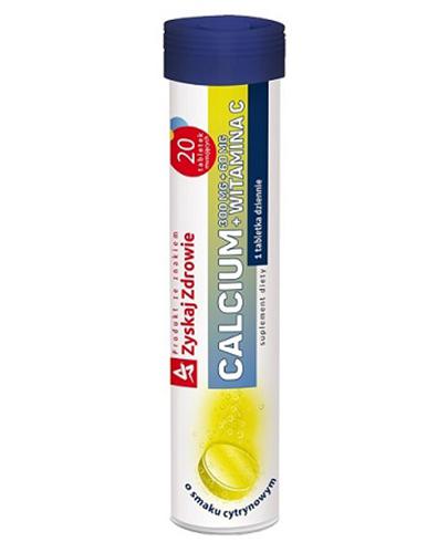 Zyskaj Zdrowie Calcium 300 mg + Witamina C 60 mg o smaku cytrynowym, 20 tabl. mus., cena, opinie, wskazania zdjęcie
