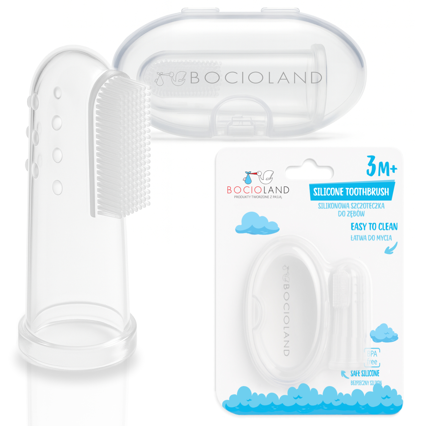 Bocioland, silikonowa szczoteczka na palec, 1 sztuka